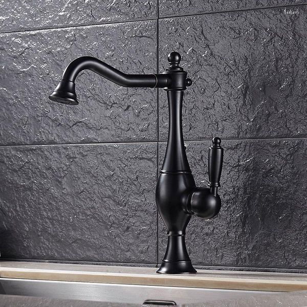 Küchenarmaturen Schwarz Bronze Wasserhahn Handgezeichnetes gebürstetes altes Feinkupferguss-Wasserverteilungsrohr High-End-Kunst