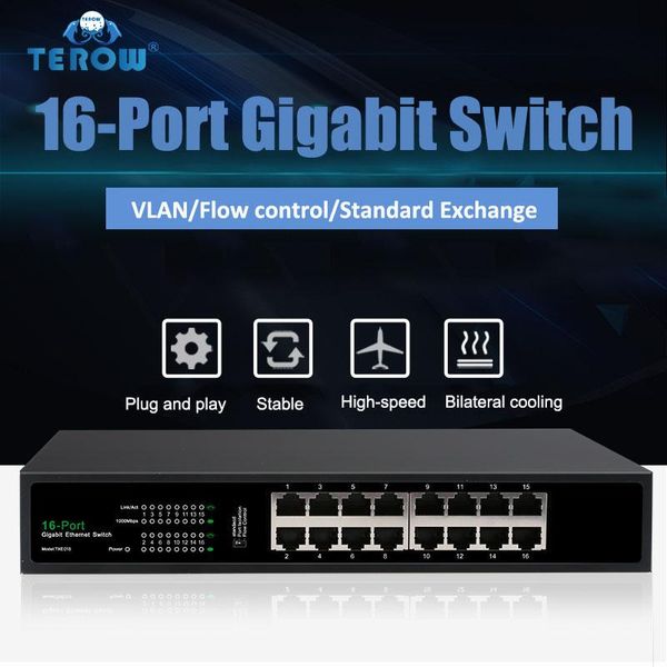 Switchs 16 porta 10/100/1000 Mbps Switch Gigabit RJ45 Vlan Ethernet Switch per interruttore di rete per telecamera IP CCTV per laptop desktop per PC