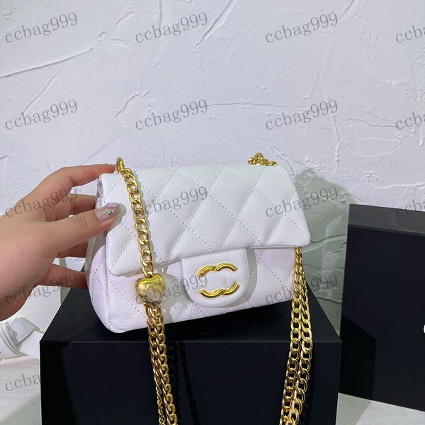 Designer womens spalla mini borse borse borsetta cova panoramica oro oro frizione hardware catena metallica sacchetta caviale borse da ragazza di marca borse casual 18x13cm