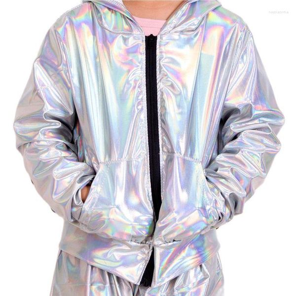 Giacche da donna 2023 Primavera Autunno Bambini Audlt Giubbotto bomber fluorescente Stage Performance Wear Paillette Feminina Casaco Hip Hop Dance Coat