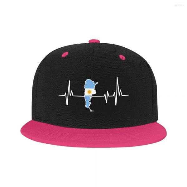 Ballkappen Benutzerdefinierte argentinischer Herzschlag Argentinien-Flagge Baseballkappe Flache Outdoor-Hysterese Männer Frauen Verstellbare Hip-Hop-Hüte