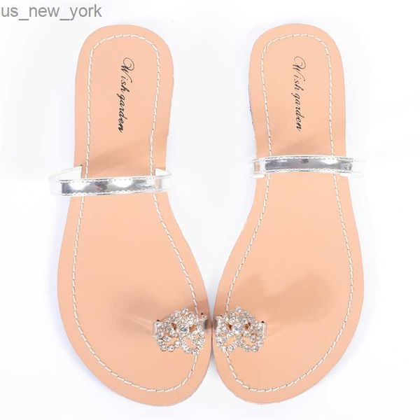 2023 NUOVE donne Beach Shining Slipper Lady Summer Bohemia Diamond Sandali T-strap perizoma Infradito Scarpe comode Plus Size L230518