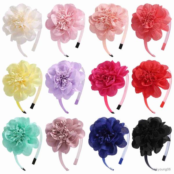 Haarschmuck Candy Einfarbige Blumenstirnbänder Haarbänder für Mädchen Neue handgefertigte Hoop-Kopfbedeckungen Kinderbänder