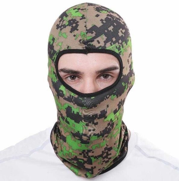 Yaz Taktik Balaclava Full Yüz Koruyucu Maske Sihirli Eşarp Davlumbazları Baş Kapağı Yürüyüş Airsoft Camo Askeri Bisiklet Avı Paintball Güneş Koruyucu Şapka Erkek Kadınlar İçin