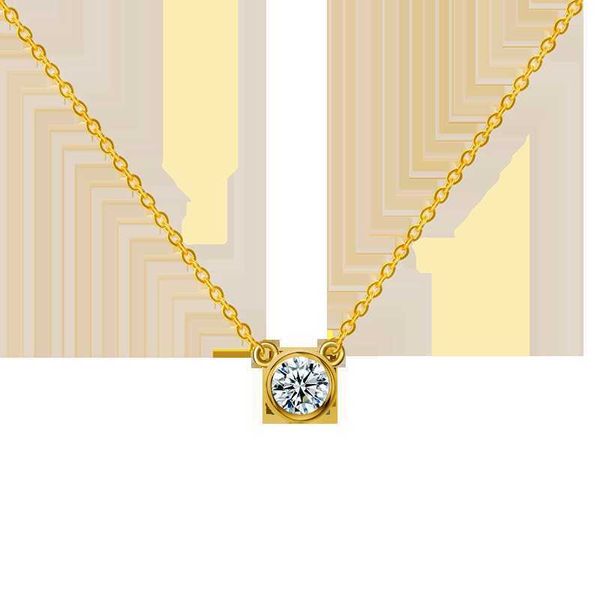 Prix de gros du collier en or jaune Starsgem 14K pour moissanite rond taille brillant de 3 mm en 16 pouces