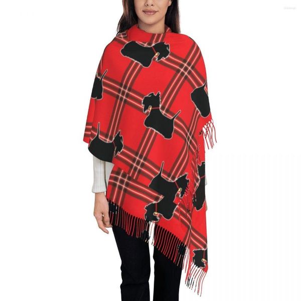 Sciarpe Scottie Cani Stampati Personalizzati Sciarpa Donna Uomo Inverno Caldo Pet Scialli Scozzesi Involucri