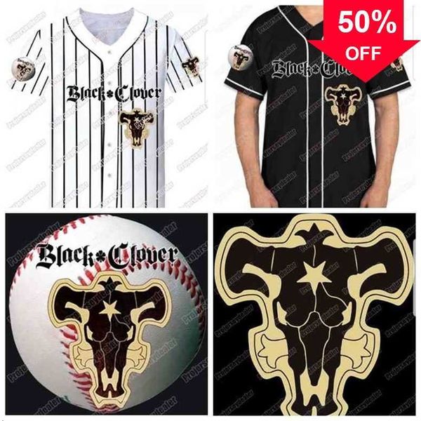 XFLSP Glac202 Black Clover Baseball -Trikot doppelten Namen und Zahlenfilm -Jersey für Herren Damen Youth High Waily Versand