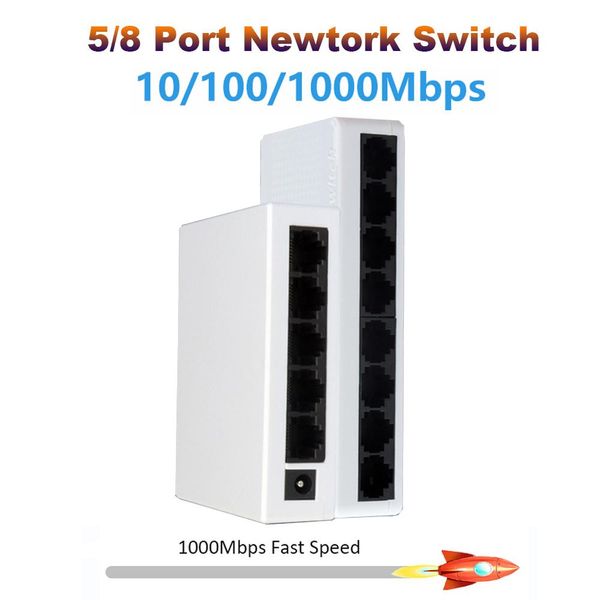 Switch di rete di controllo 5 8 porta 100mbps 1000Mbps Gigabit Ethernet Smart Switcher High Performance RJ45 Hub Internet Splitter