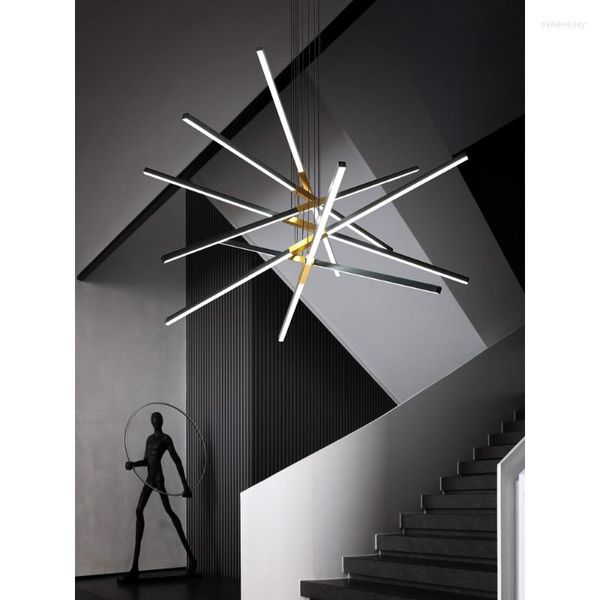 Kronleuchter Led Art Kronleuchter Pendelleuchte Licht Hochhaus Wohnzimmer Moderne Einfache Atmosphäre Treppe Leeres Restaurant Haupt LUXUS Lang