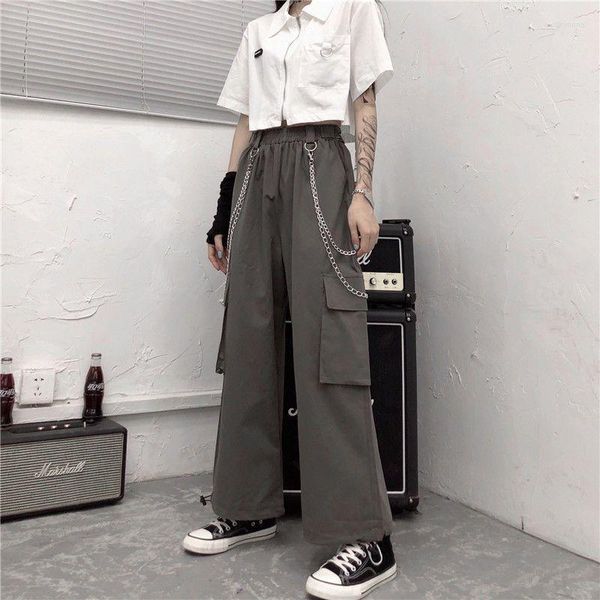 Männer Hosen Sommer Dünne Unisex Kette Metall Fracht Männer Knöchel-Gebunden Kordelzug Harem Hosen BF Wind Japanischen Harajuku coole Pantalon