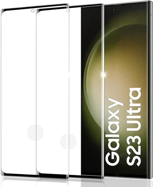 Vidro temperado para Samsung Galaxy S23 ultra suporte impressão digital 3D vidro curvo cola completa HD transparente resistente a arranhões protetor de tela