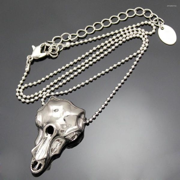 Catene Ciondolo teschio di uccello corvo placcato argento Catena di perline Steampunk Bellatrix Maxi maglione Lestrange Collana con colletto girocollo