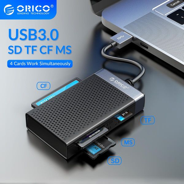 Hubs Orico 4 in 1 USB 3.0 USB C Speicherkartenleser SD TF CF MS Compact Flash Card Adapter 5Gbit / s lesen Sie gleichzeitig für Laptop Schreiben