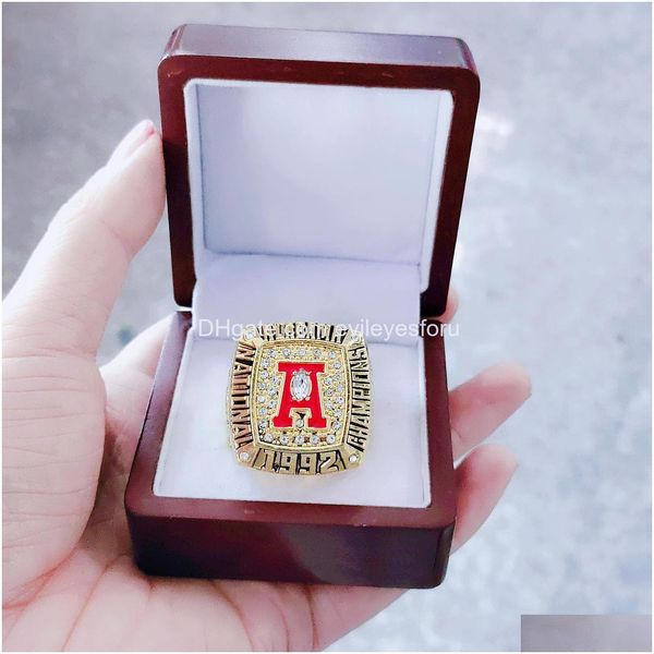 Cluster Rings Fashion Leather Bag Alabama 1992 Crimson Tide National Championship Ring Bags Accessories Wholesale Drop Delivery Jewel Dhldj