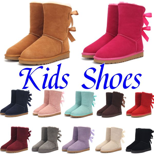 Botas clássicas femininas australianas II Bailey ugglies botas infantis sapatos infantis GS juvenil Bota de neve para bebês wggs crianças bebês inverno neve quente vermelho tênis tamanho 25-35