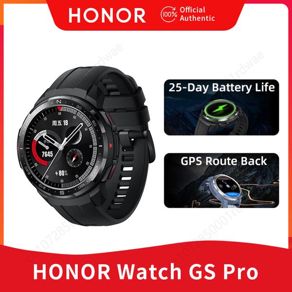 Honor Smart Watch GS Pro Men's Sports Bracelet Accessory com tela GPS Bluetooth de 1,39 polegadas chamada SPO2 5ATM Heart Rate Monitor