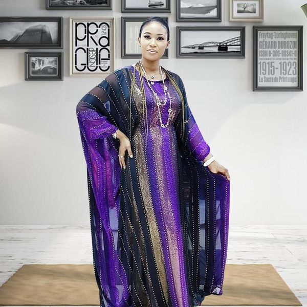 Abbigliamento etnico Abaya Dubai Stripe Stampa Abito musulmano Lady Party Abiti europei American African Design Abito largo