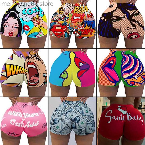 Shorts femininos baratos shorts de bumbum feminino gráfico de anime verão praia roupas femininas shorts de cintura alta shorts de malhar tamanho grande T230603