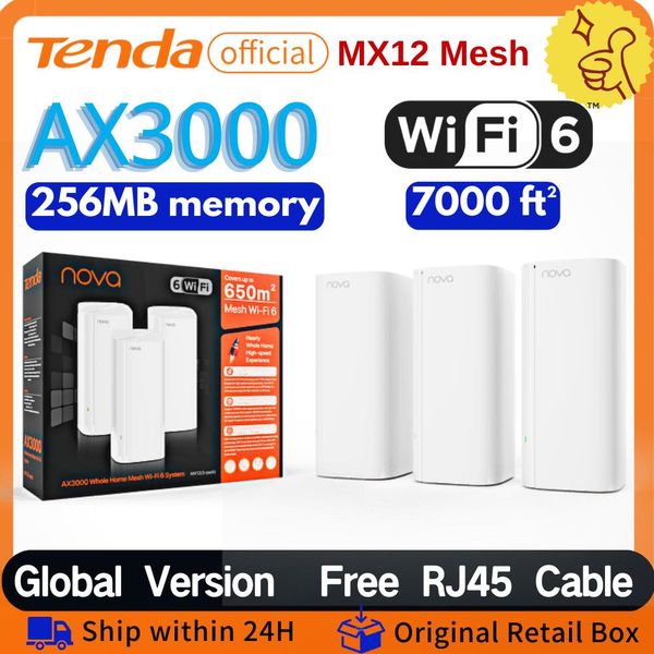 Roteadores tenda wifi 6 malha wifi roteador ax3000 mx12 2,4 ghz 5ghz gigabit repeatador sem fio gigabit mw12 ac2100 recheeing unshing roteadores de malha