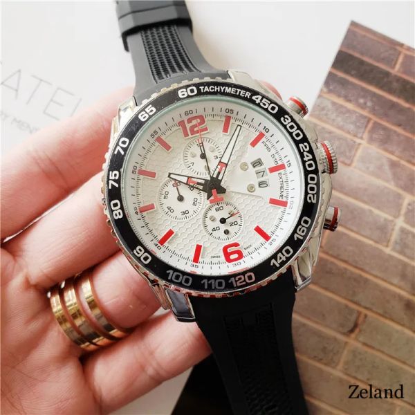 Herren -Uhr Batterie Japanische Quarzbewegung Chronograph Herren Volles Dial Work Design Watch Glow Stop Watch Silikonband Montre de Luxe