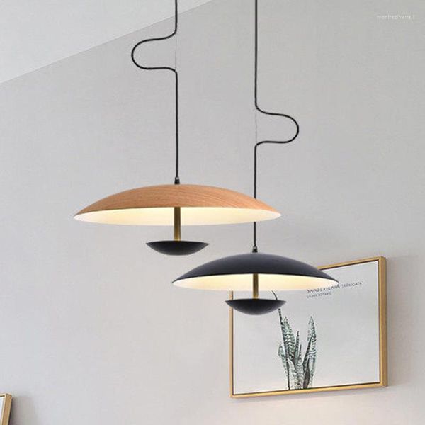 Pendelleuchten Nordic Designer Led Lampe Schwarz Holzmaserung Für Tisch Esszimmer Küche Büro Schreibtische Dekor Suspension Lüster Leuchten