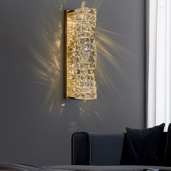 Lampade da parete Modern Gold Chrome Luxury Crystal Light Sconce Lampada a Led per Soggiorno Camera da letto Tv Sfondo Luci Decorative per interni