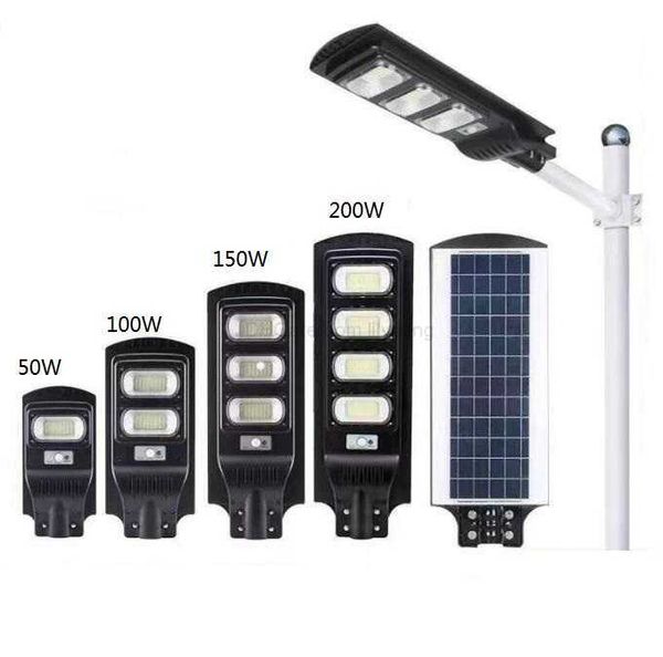 Lanterna externa integrada Solar Lâmpada de rua Radar Sensor de movimento Lâmpadas Iluminação externa Controle remoto IP67 Luzes de parede de jardim à prova d'água para pátio Plaza