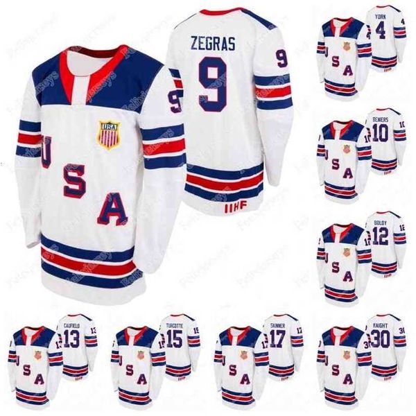 C2604 Thr USA 2021 IIHF WJC Gold Winner Jersey 9 Trevor Zegras 30 Spencer Knight Cam York Hunter Skinner Matthew Boldy Cole Caufield Matthew Beniers