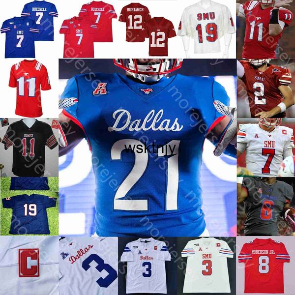 Wsk SMU Mustangs Fußballtrikot NCAA College Tanner Mordecai Tre Siggers Rashee Rice Phillips Jr. Kerley Wheaton McDaniel Daniels Jr. Burns Slade-Matautia Maryland