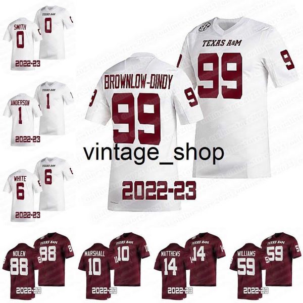 Vin 2022-23 Texas Am College Football Jersey Aggies Antonio Johnson Bryce Anderson Chris Marshall Enai Branco Gabe Brownlow Malick Sylla Nolen Ainias Smith Jerseys