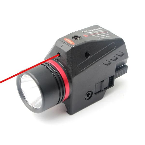 Taktik LED Işık El Feneri Kırmızı nokta lazer görüşü avcılık Airsoft Tabanca Mini Tabancası 20 mm Rail için