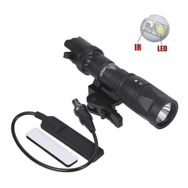 Lanterna IR Tática M323V Luz LED branca 500 lúmens Saída infravermelha IR com interruptor remoto e montagem QD Hunting Scout Light-BK