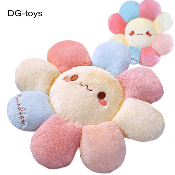 Plüschkissen Kissen Niedliches Lächeln Gesicht Regenbogen Sonnenblume Stuhlkissen Gefüllte Donuts Sitzkissen Baby Boden Spielmatte Fkuffy Haar Blumenmädchen 230603