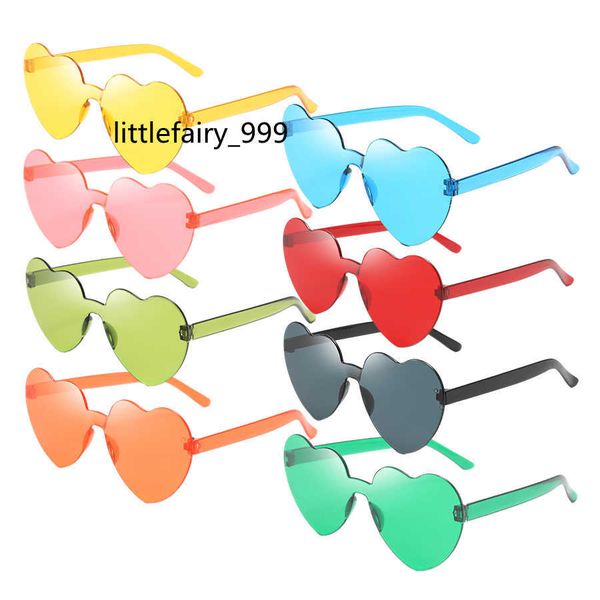 Óculos de sol sem armação FF852 72 cor gradiente para mulheres meninas lembrancinhas de festa em formato de coração