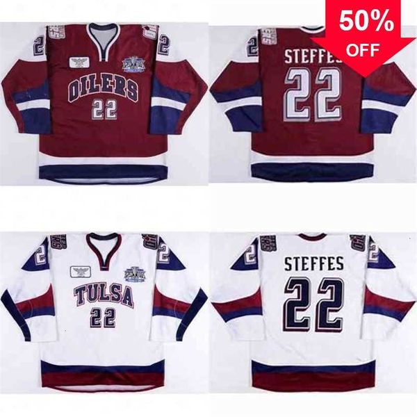 Mag Thr Tulsa Oilers Jerseys 22 Gary Steffes White 100% Embroidery cusotm qualsiasi nome qualsiasi numero Maglia da hockey giovanile da donna da uomo