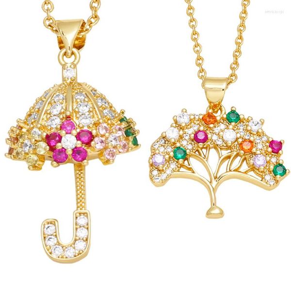 Подвесные ожерелья модное блестящее ожерелье с жемчужным зонтичным деревом Жизни для женщин Женщины -девочка Винтаж Элегантный медный циркон подарок украшения