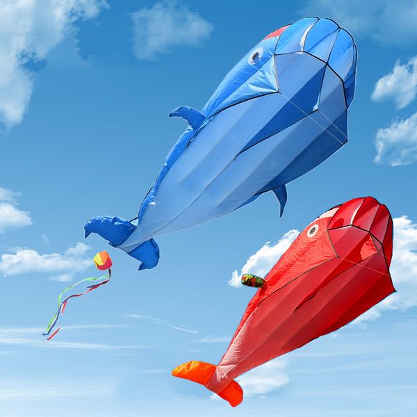 Drachenzubehör 2,2 Meter 3D-Riesendelfin in Walform Fliegender Drachen Parafoil Sportsoftware Paragliding Stranddrachen Outdoor-Spielzeug für Erwachsene Kinder 230603