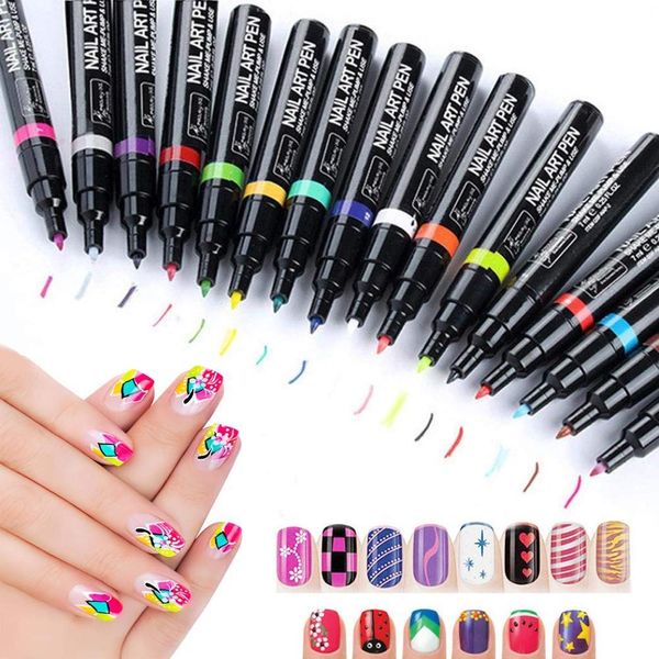 Öl 16pcs/Los Mix Farbe Hochqualität Heißes Design Pro Nail Art Pen Nagellack Malerei Lackierung Zeichnung Stift 3D DIY NAGE TORTEME Maniküre