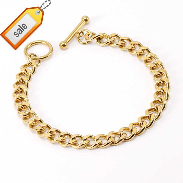 Großhandel mit individuellem PVD-18K-vergoldetem Edelstahl-Schmuck, 8 mm Miami Cuban Link Curb OT-Verschluss-Gliederkette, Halskette und Armband