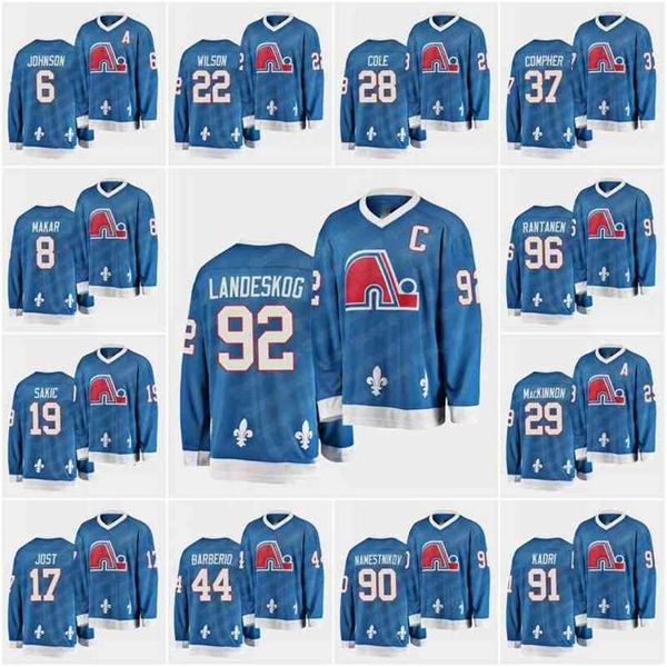 C2604 29 Nathan MacKinnon Quebec Vintage Jersey 92 Gabriel Landeskog 96 Mikko Rantanen 8 Cale Makar 19 Joe Sakic 6 Erik Johnson 91 Nazem Kadri 13