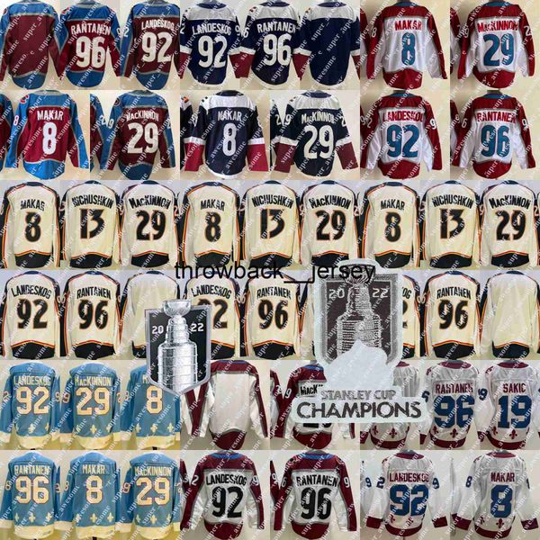 Thr 8 Cale Makar Trikot Mikko Rantanen Gabriel Landeskog Nathan MacKinnon Valeri Nichushkin 19 Joe Sakic Hockey Trikots Rot Weiß Marine genäht