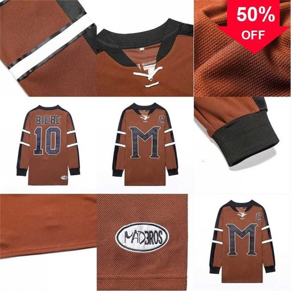 Mag MitNess # 10 John BIEBE ALASKA Russell Crowe Movie Hockey Jersey Shirt Mens ricamo cucito s