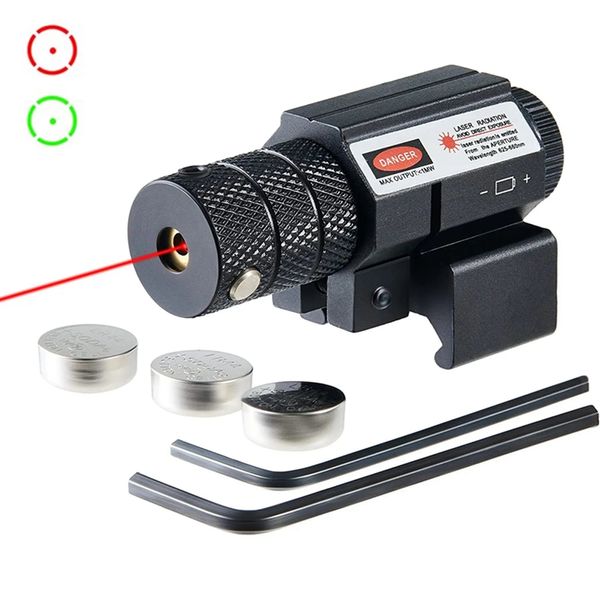Tactical Red Green Dot Mirino Laser 11mm 20mm Regolabile Picatinny Rail Mount Rifle Airsoft Laser con Batterie-Verde