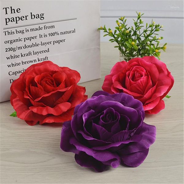 Dekorative Blumen WedFavor 10 Stück 13 cm elegante künstliche große Rosenblütenköpfe Seide DIY Corsage Haarkleid Party Hochzeitsdekoration