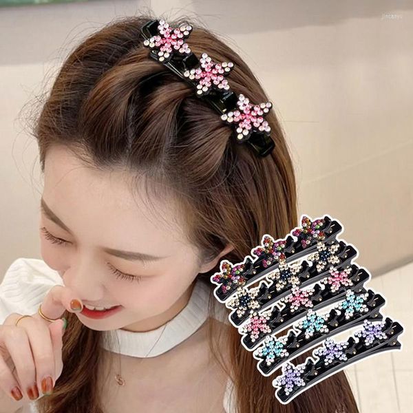 Accessori per capelli Star Sparkling Braided Clips Side Bangs Clip a forma di dente Perla Fiore Treccia Forcine Donna Ragazze Dolce Decorare