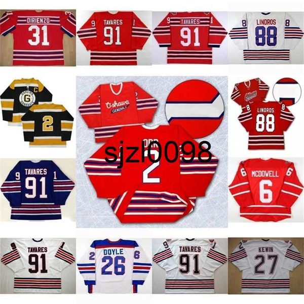 Sj98 Oshawa Generals Jersey 91 John Tavares 27 Kewin 2 Bobby Orr 31 Dirienzo 26 Shane Doyle 6 Jimmy McDowell 88 Eric Lindros Hockey Jersey