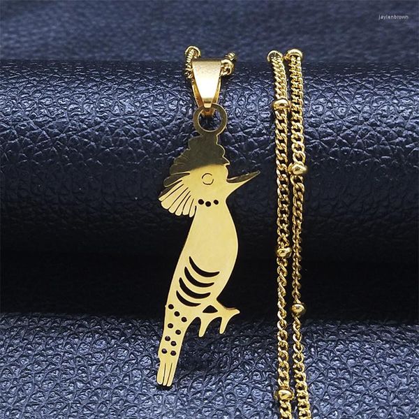 Anhänger Halsketten Edelstahl Böhmen Specht Charme Frauen Gold Farbe Kleine Vogel Kette Schmuck Collier Femme N4485S03