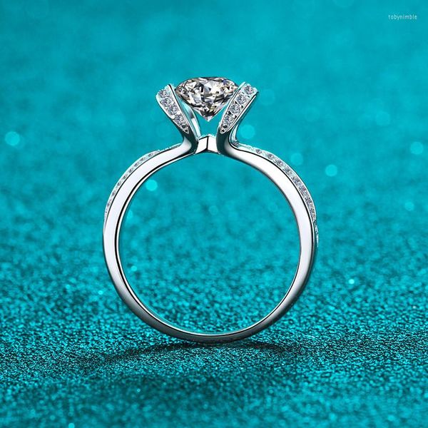 Кластерные кольца серебро 1 отличный тест с бриллиантом прошел d Цвет высокий ясность Moissanite Waded Ring 925 Корона для женщин