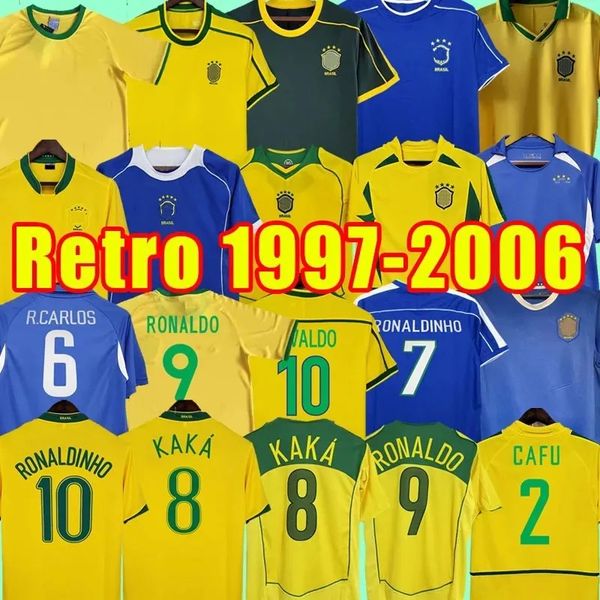 Retro Brasil Soccer Jerseys Top Quality 1994 1988 1998 2000 2002 2004 2006 ROMARIO RONALDINHO RIVALDO KAKA Maglie da calcio da uomo