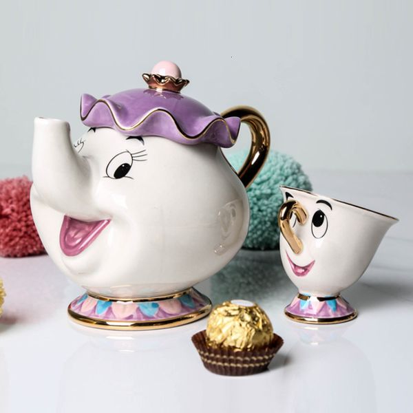 Kahve Pod Tutucular Üç Boyutlu Çaydan Set Seti Beauty Beast Tea Pot Beaty ve Bone China 230603